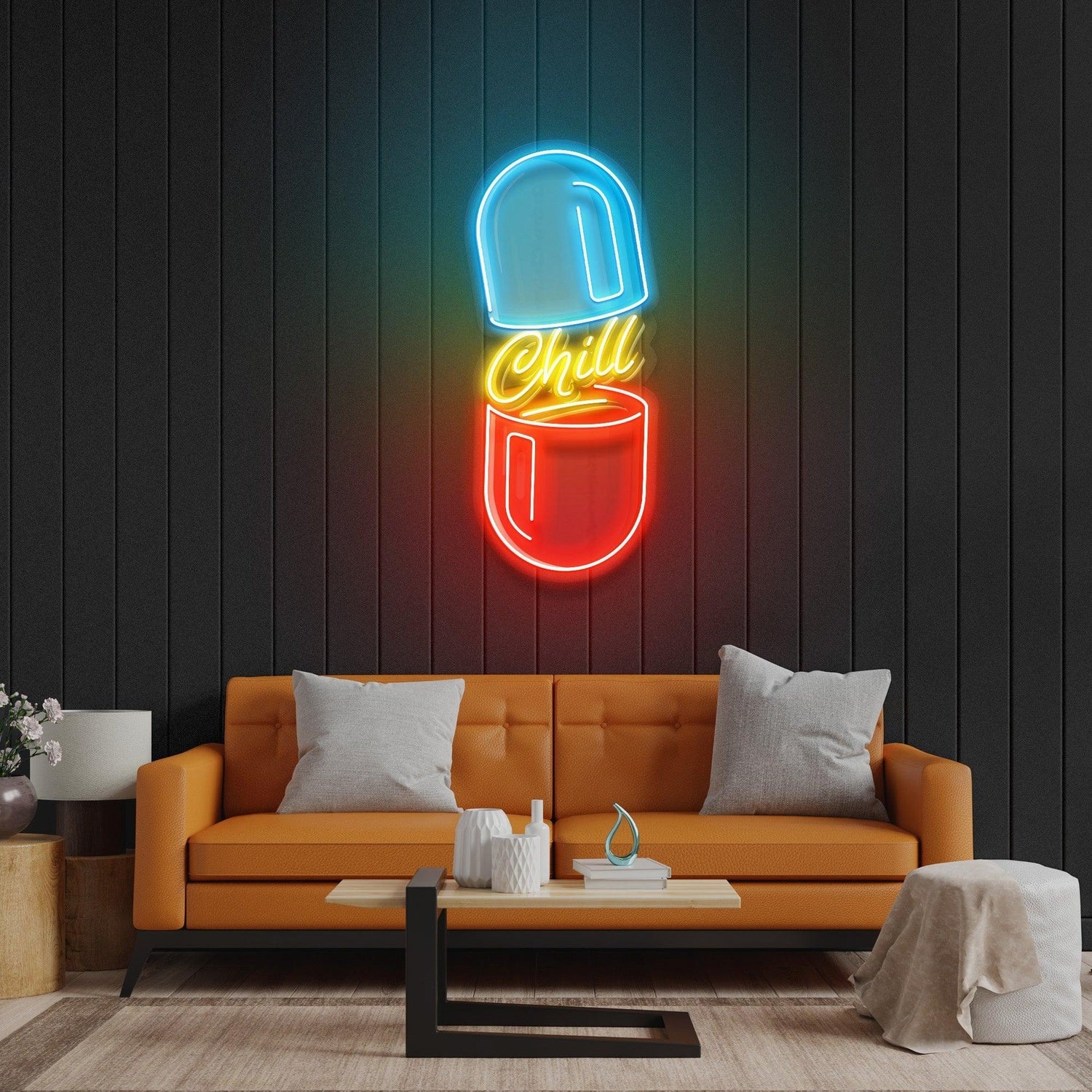 Chill Pill Blue Red Capsule Uv Printed Led Neon Sign For Studio Wall Art Gallery | Shineneon