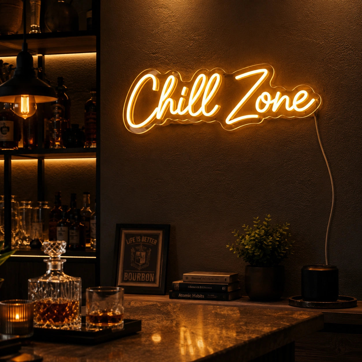 Chill Zone Lounge Neon Sign LED Neon Sign real lifestyle scene