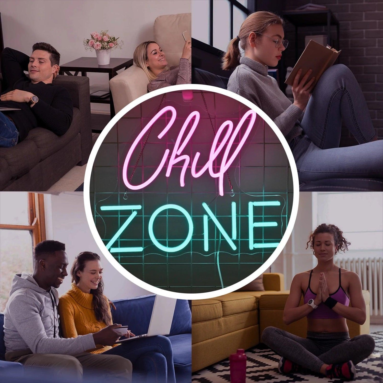 Chill Zone Pink Teal Led Neon Sign For Lounge Cafe Decor | Shineneon