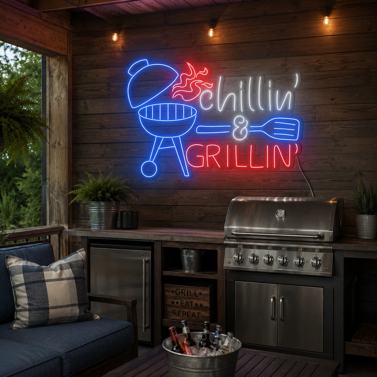 Chillin Grillin Neon Sign LED Neon Sign real lifestyle scene