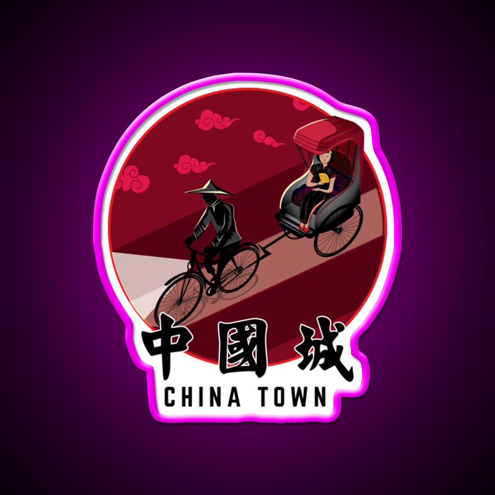 China Town Asian Cultural Led Neon Sign Rgb Color - Neon sign mounted on wall in room