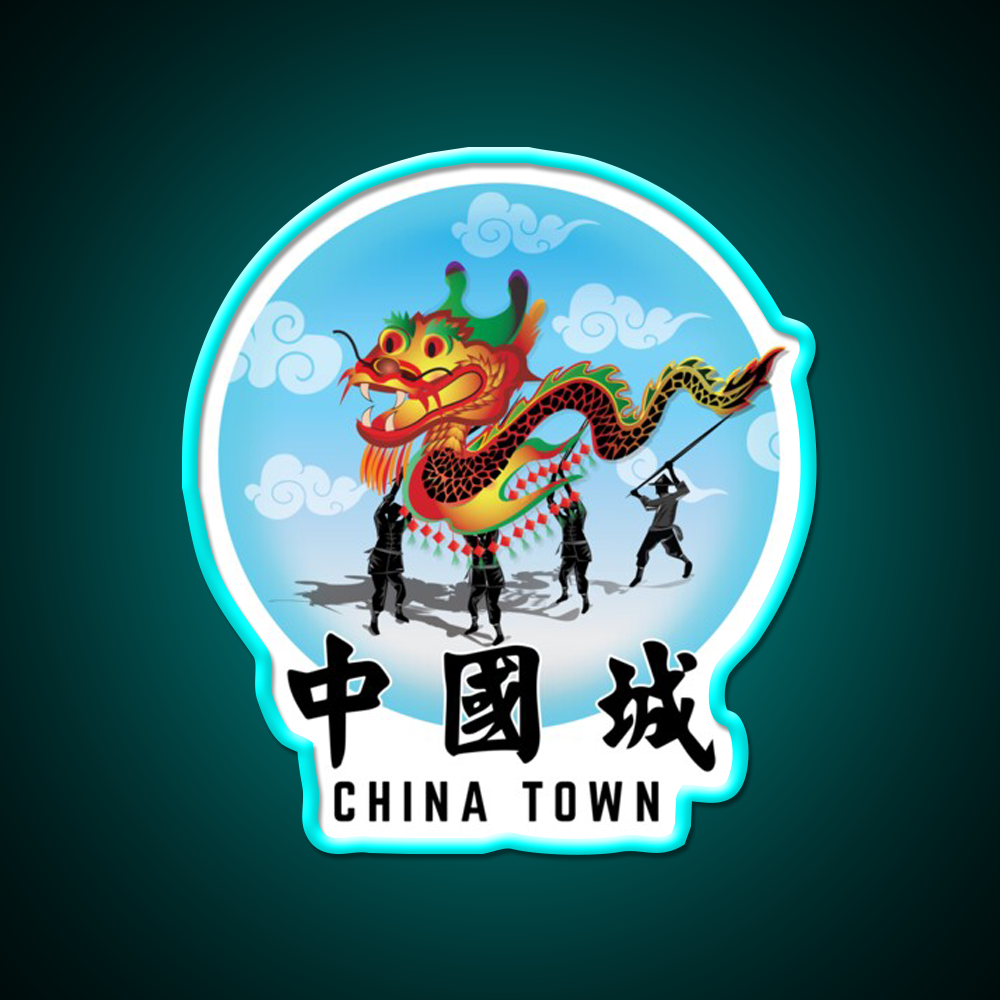 China Town Asian Cultural Led Neon Sign Wall Art Rgb Color - Size and dimension reference