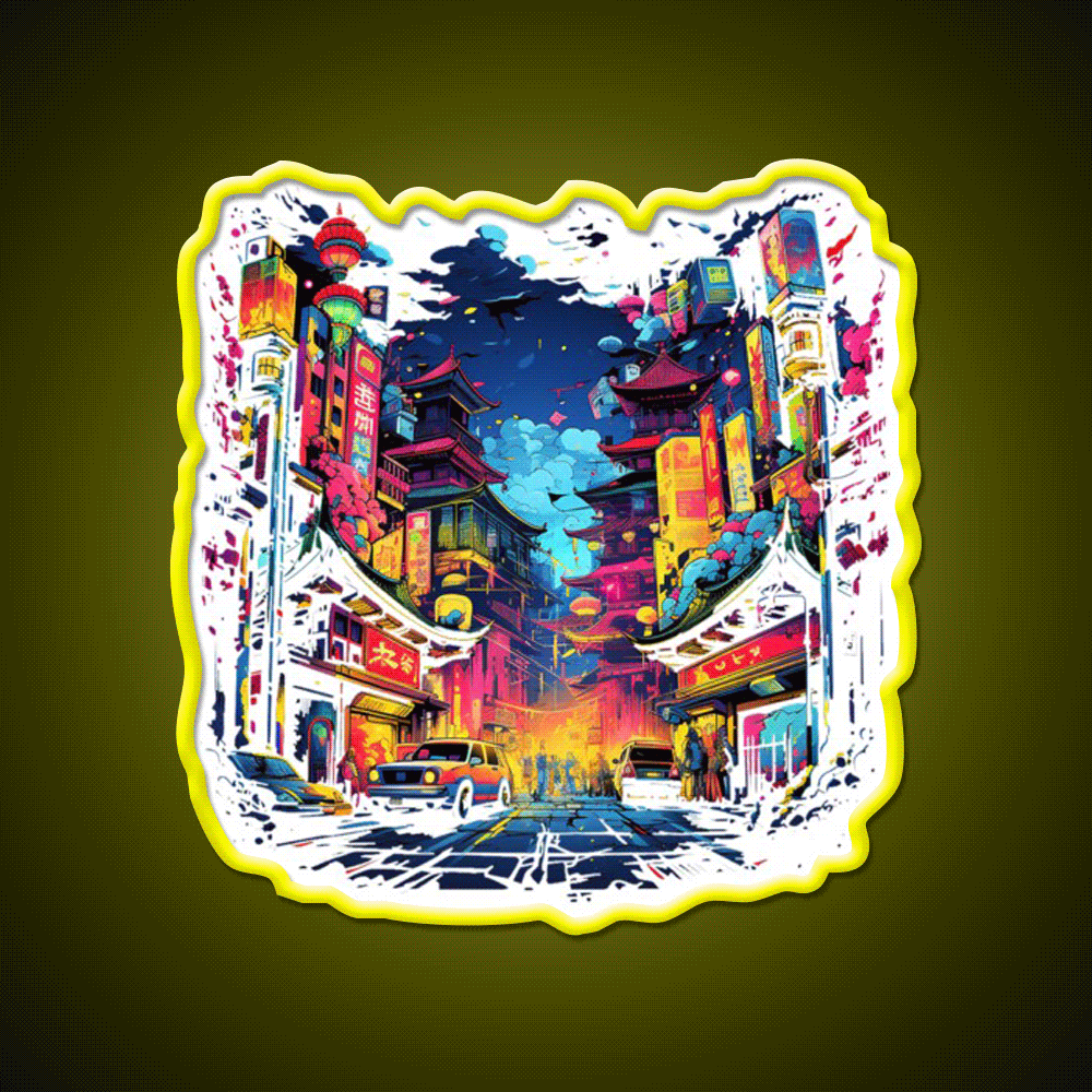 Chinatown Asian Cultural Led Neon Sign Wall Art For Home Rgb Color - Custom LED neon sign front view
