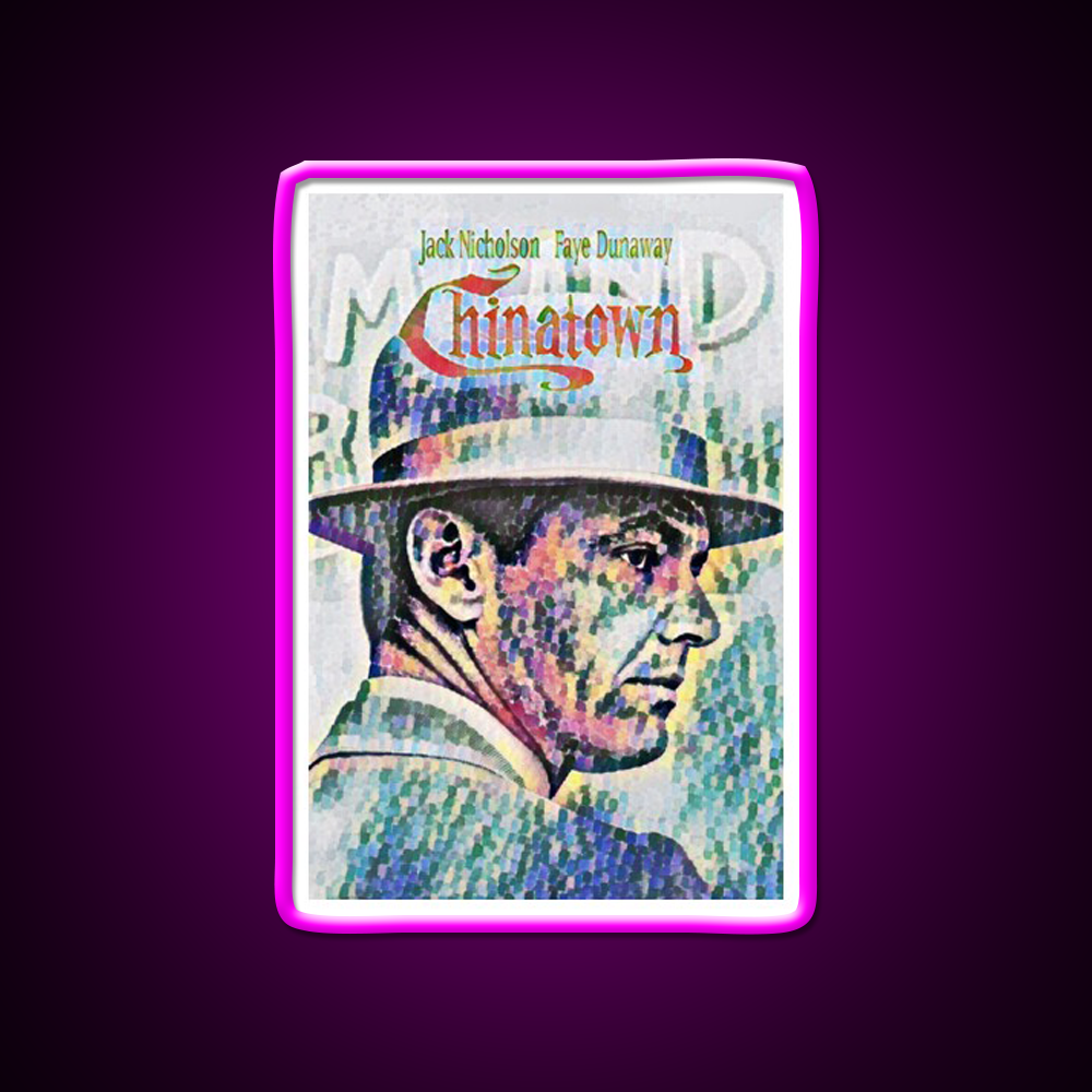 Chinatown By Roman Polanski Movie Poster Asian Cultural Led Neon Sign Rgb Color - Neon sign mounted on wall in room