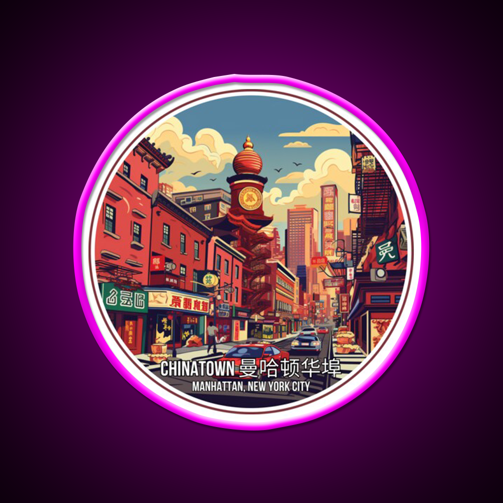 Chinatown Manhattan Nyc Asian Cultural Led Neon Sign Rgb Color - Neon sign mounted on wall in room