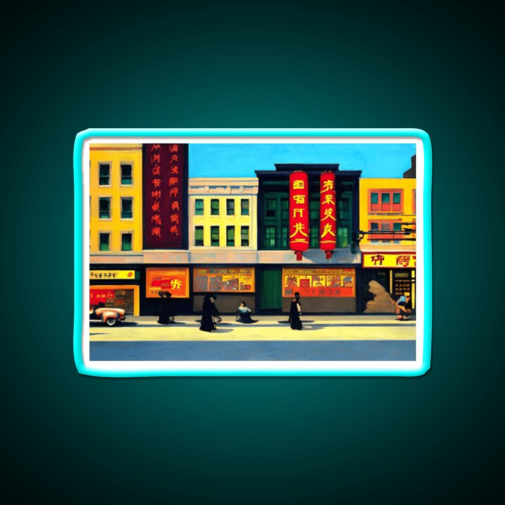 Chinatown Nyc Edward Hopper Style Asian Cultural Led Neon Sign Rgb Color - Shineneon