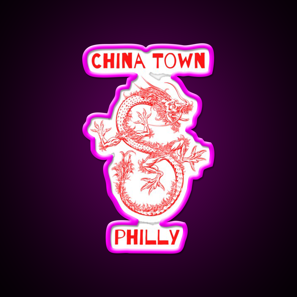 Chinatown Philly Asian Cultural Led Neon Sign Rgb Color - Neon sign mounted on wall in room