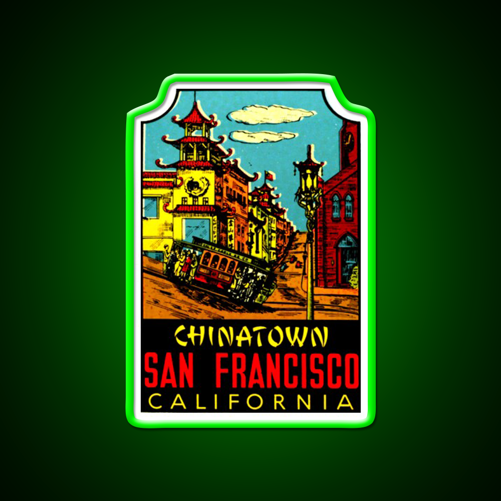 Chinatown San Francisco Vintage Travel Decal Asian Cultural Led Neon Sign Rgb Color - LED neon sign view 8