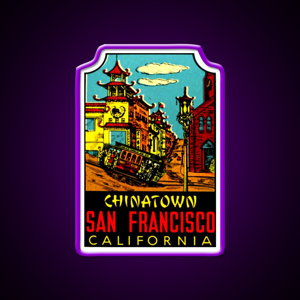 Chinatown San Francisco Vintage Travel Decal Asian Cultural Led Neon Sign Rgb Color - LED neon sign view 9