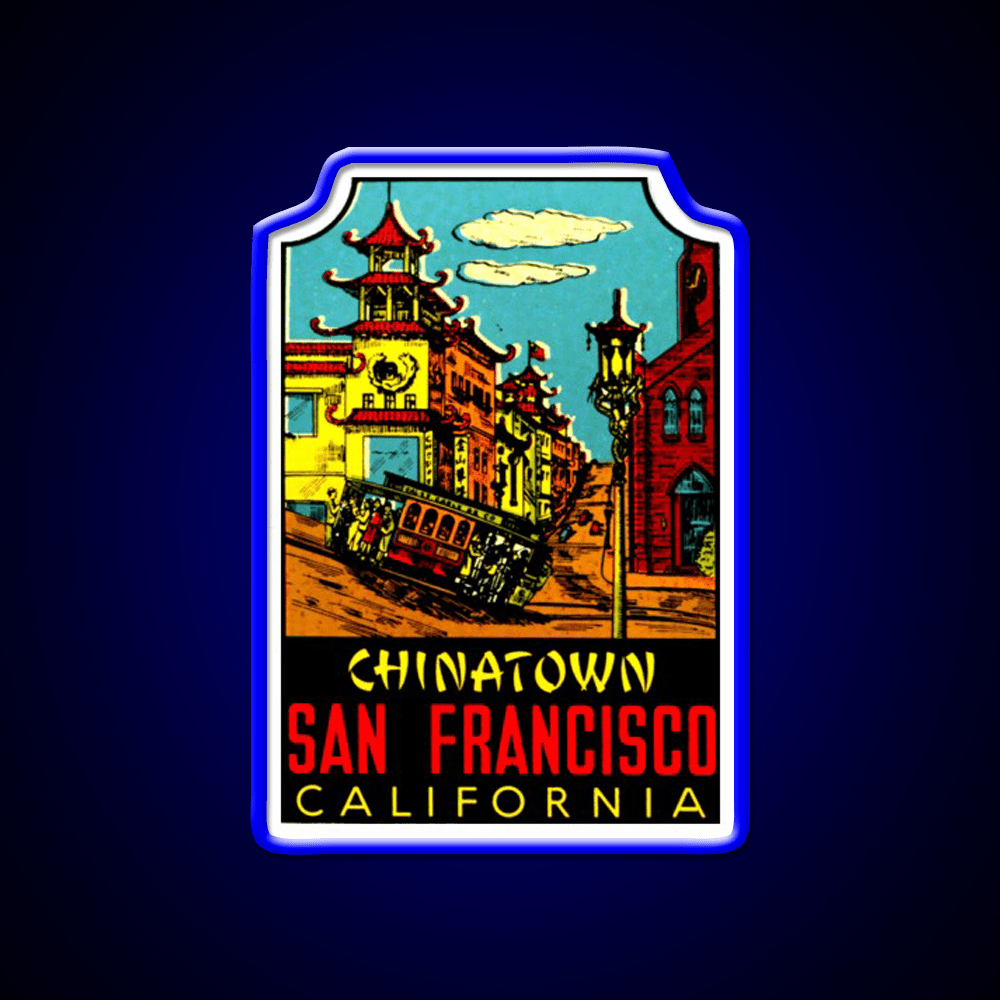 Chinatown San Francisco Vintage Travel Decal Asian Cultural Led Neon Sign Rgb Color - Shineneon