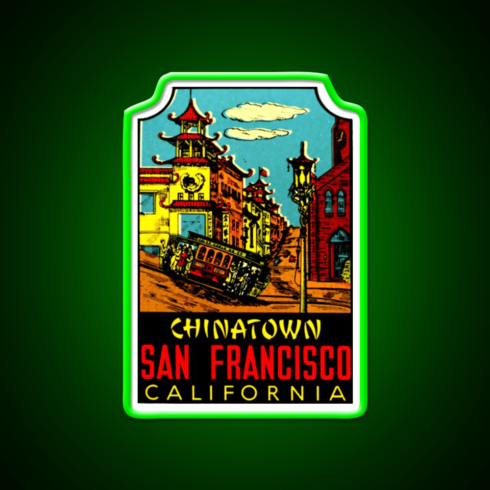Chinatown San Francisco Vintage Travel Decal Asian Cultural Led Neon Sign Rgb Color - Shineneon