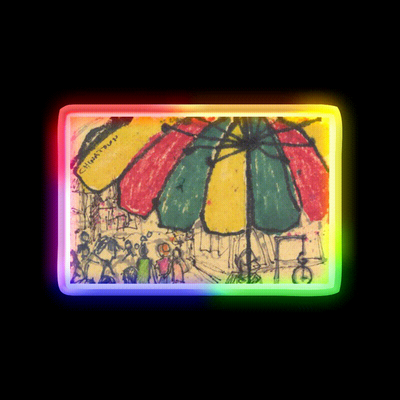 Chinatown Umbrella Asian Cultural Led Neon Sign Rgb Color - LED neon sign close-up detail