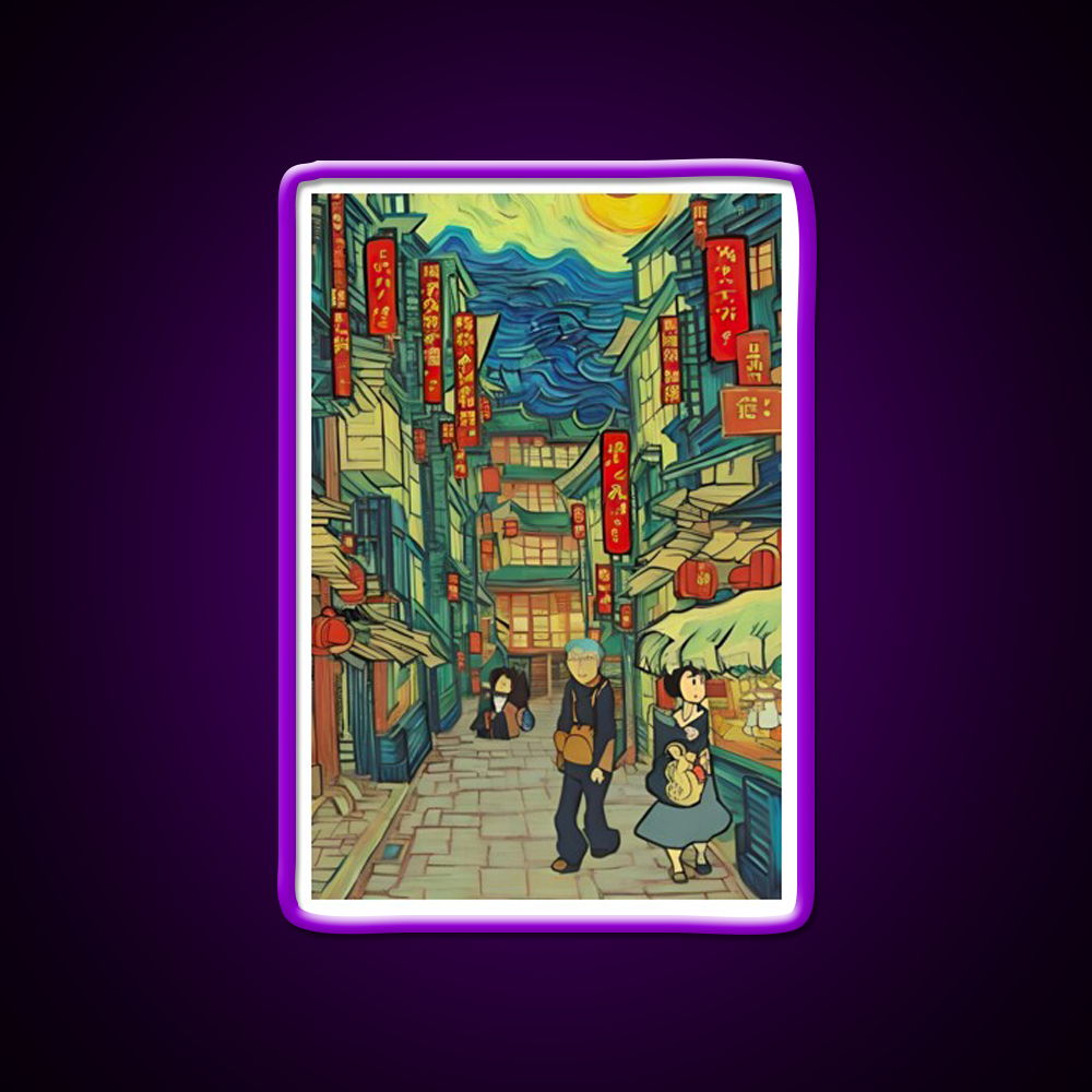 Chinatown Vincent Van Gogh Style Asian Cultural Led Neon Sign Wall Art Rgb Color - LED neon sign view 9