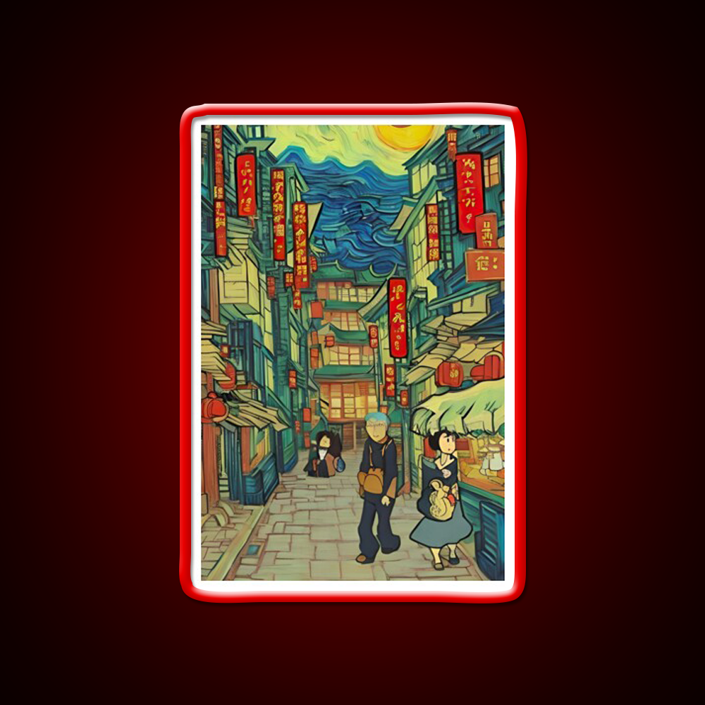 Chinatown Vincent Van Gogh Style Asian Cultural Led Neon Sign Wall Art Rgb Color - LED neon sign view 10