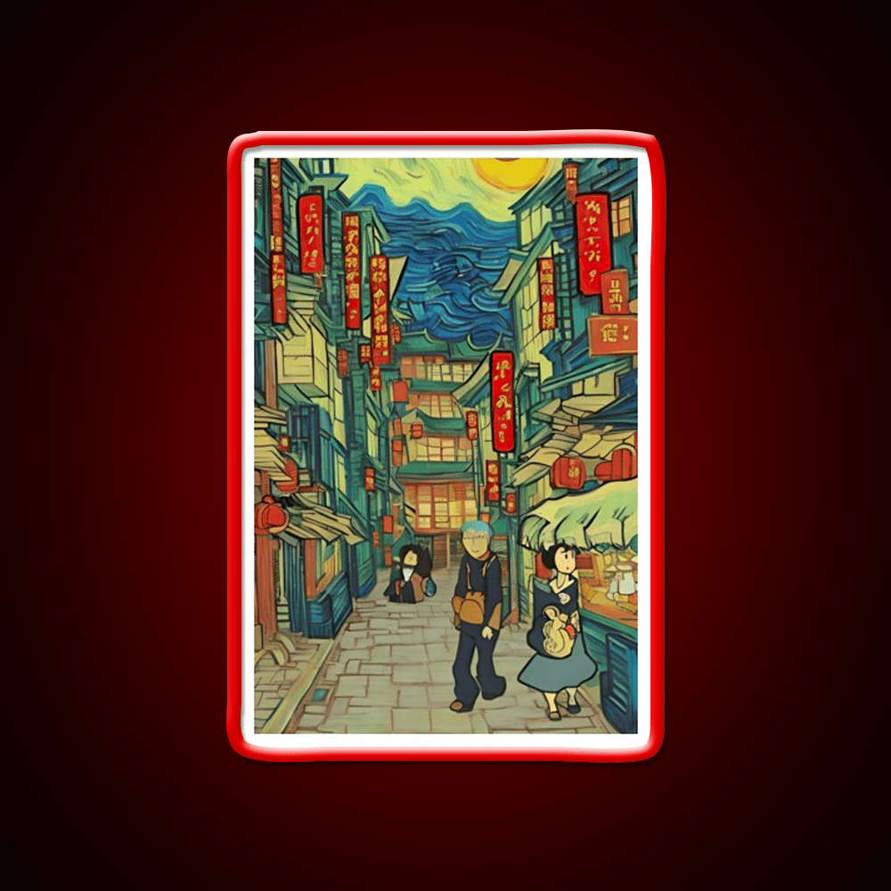 Chinatown Vincent Van Gogh Style Asian Cultural Led Neon Sign Wall Art Rgb Color - Shineneon