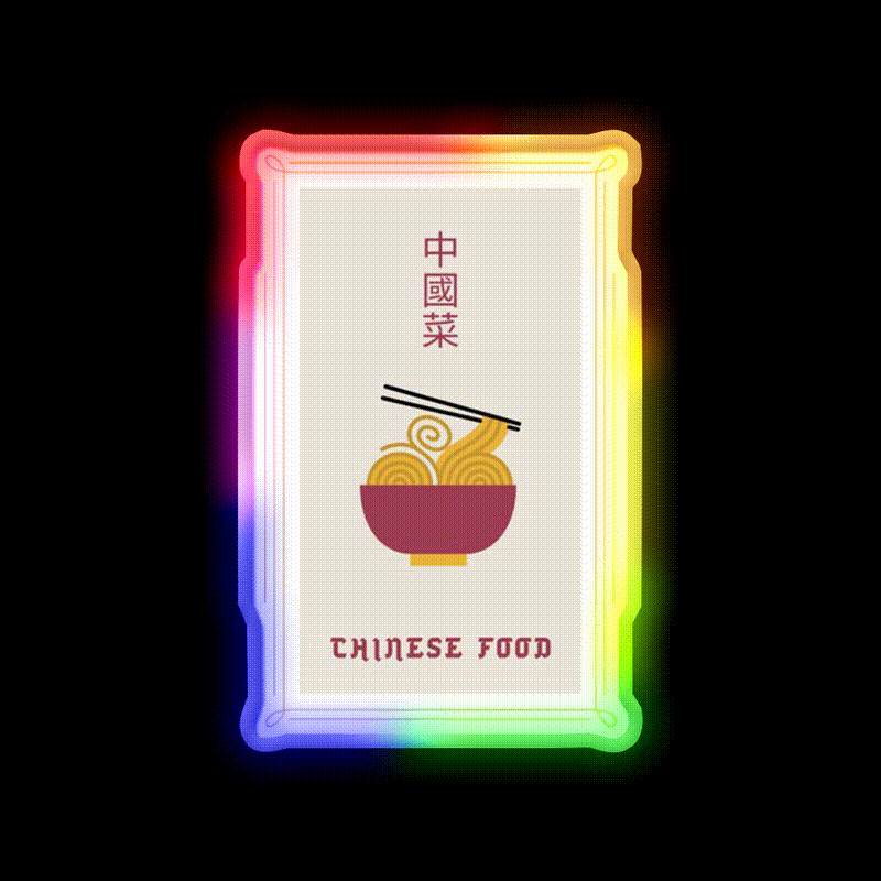 Chinese Food Basic Ironic Tee Led Neon Sign Chinese Food Rgb Color