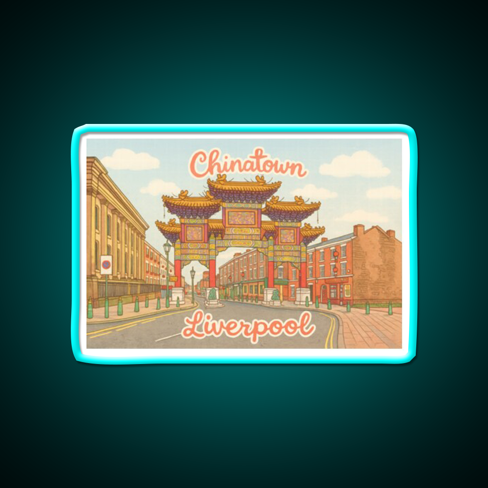 Chinese Gate Chinatown Liverpool Uk Asian Cultural Led Neon Sign Rgb Color - Size and dimension reference