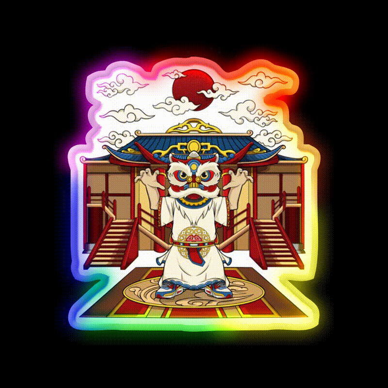 Chinese Lion Dance Asian Cultural Led Neon Sign Rgb Color - LED neon sign close-up detail