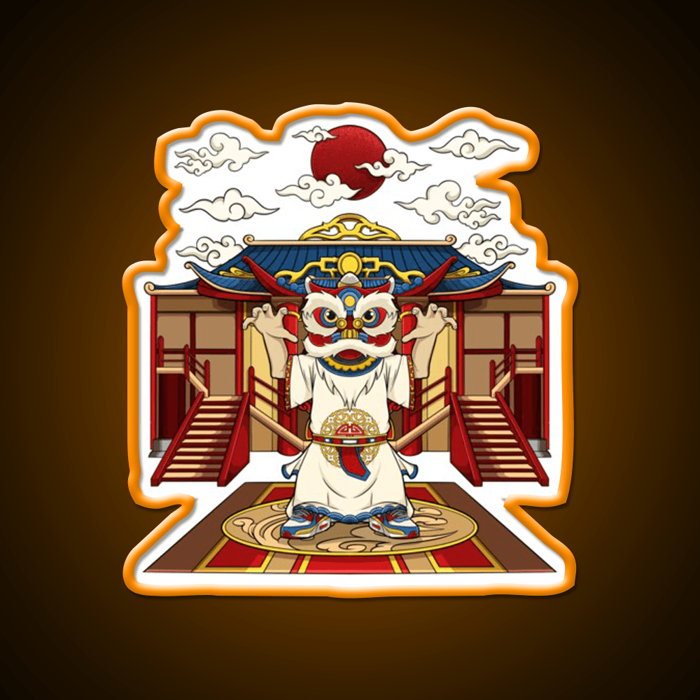 Chinese Lion Dance Asian Cultural Led Neon Sign Rgb Color - Shineneon