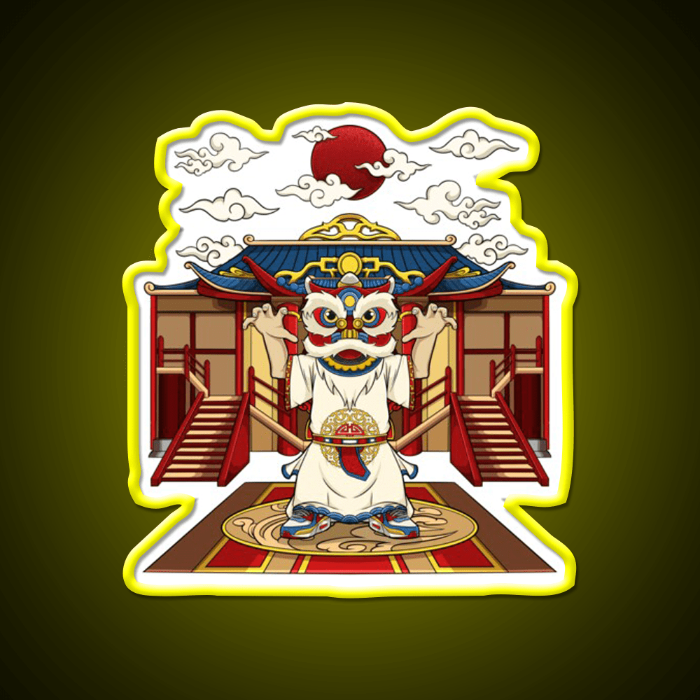 Chinese Lion Dance Asian Cultural Led Neon Sign Rgb Color - Shineneon