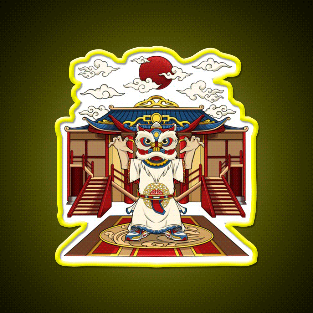 Chinese Lion Dance Asian Cultural Led Neon Sign Rgb Color - Custom LED neon sign front view