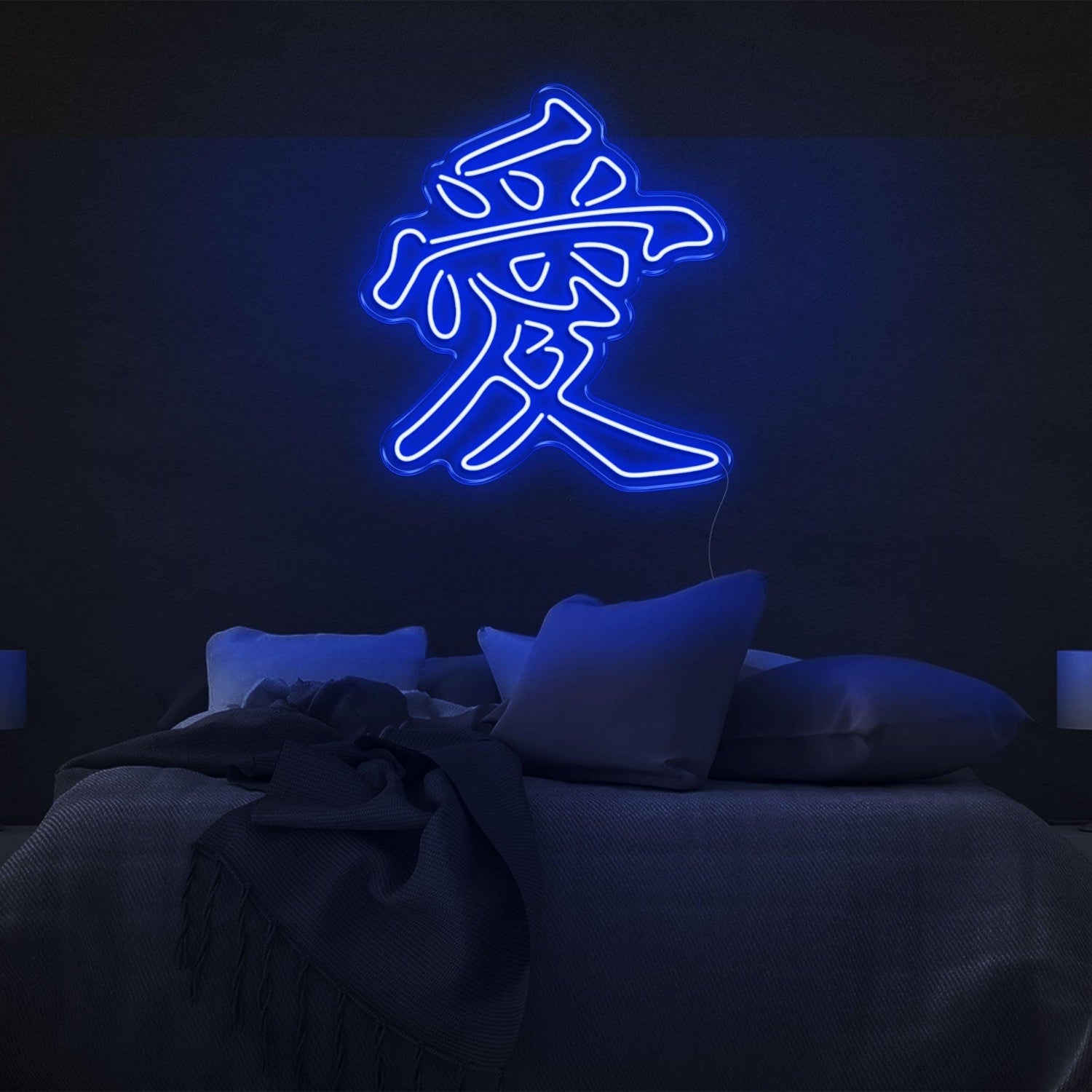Chinese Love Blue Art Led Neon Sign For Bedroom Wall Decor | Shineneon