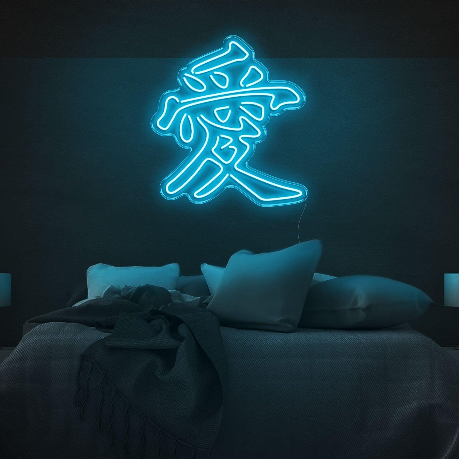 Chinese Love Blue Art Led Neon Sign For Bedroom Wall Decor | Shineneon