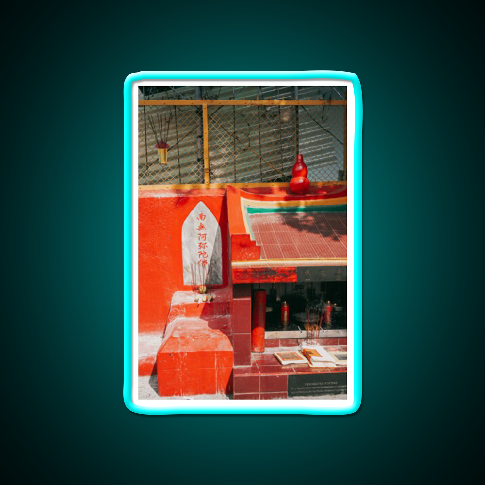 Chinese Street Temple Shrine Candles Asian Cultural Led Neon Sign Rgb Color - Size and dimension reference