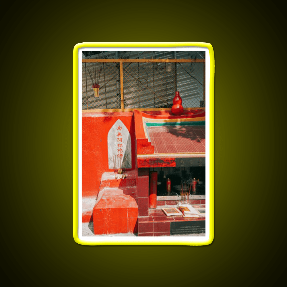 Chinese Street Temple Shrine Candles Asian Cultural Led Neon Sign Rgb Color - Shineneon