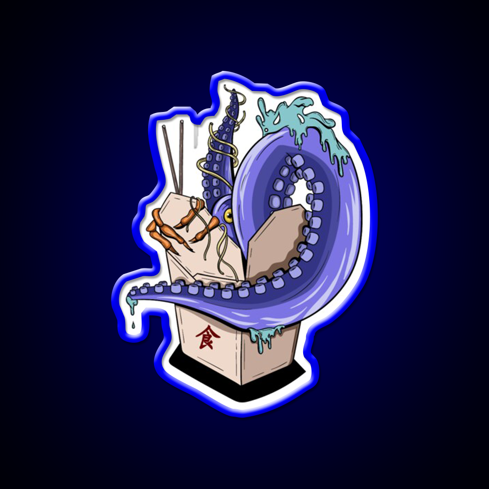 Chinese Take Away Cartoon Illustration Led Neon Sign Chinese Food Rgb Color