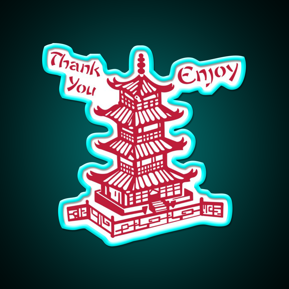 Chinese Takeaway Pagoda Enjoy Led Neon Sign Chinese Food Rgb Color