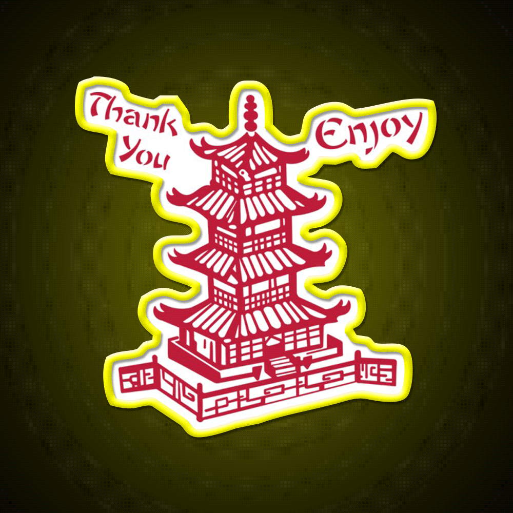 Chinese Takeaway Pagoda Enjoy Led Neon Sign Chinese Food Rgb Color
