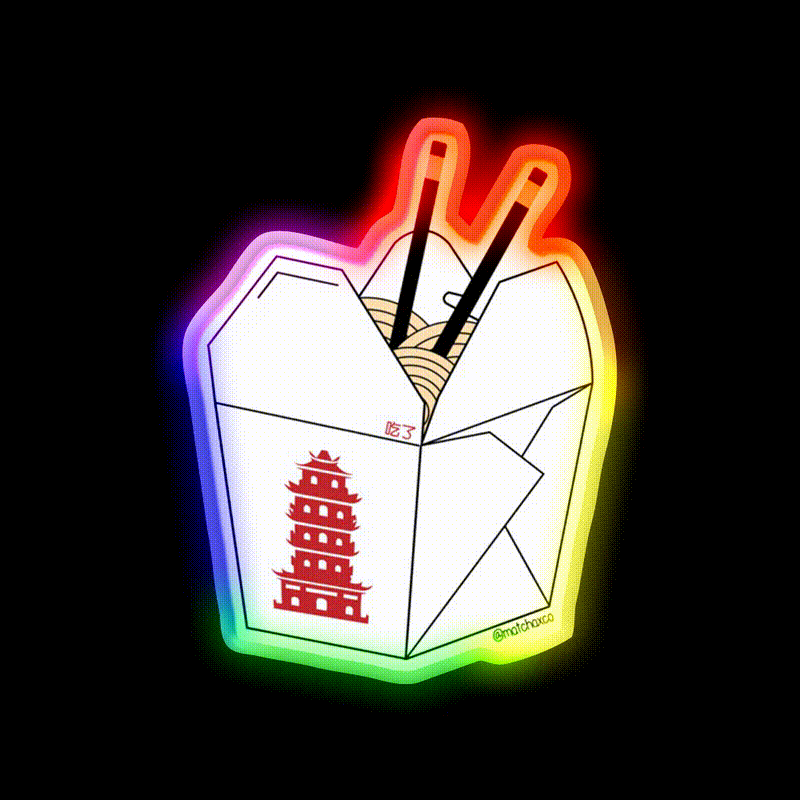Chinese Takeout Box Led Neon Sign Chinese Food Wall Art Rgb Color