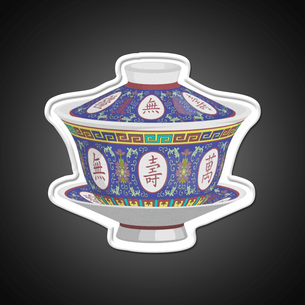 Chinese Traditional Porcelain Tea Cup With Lid Led Neon Sign Chinese Food Rgb Color - Shineneon