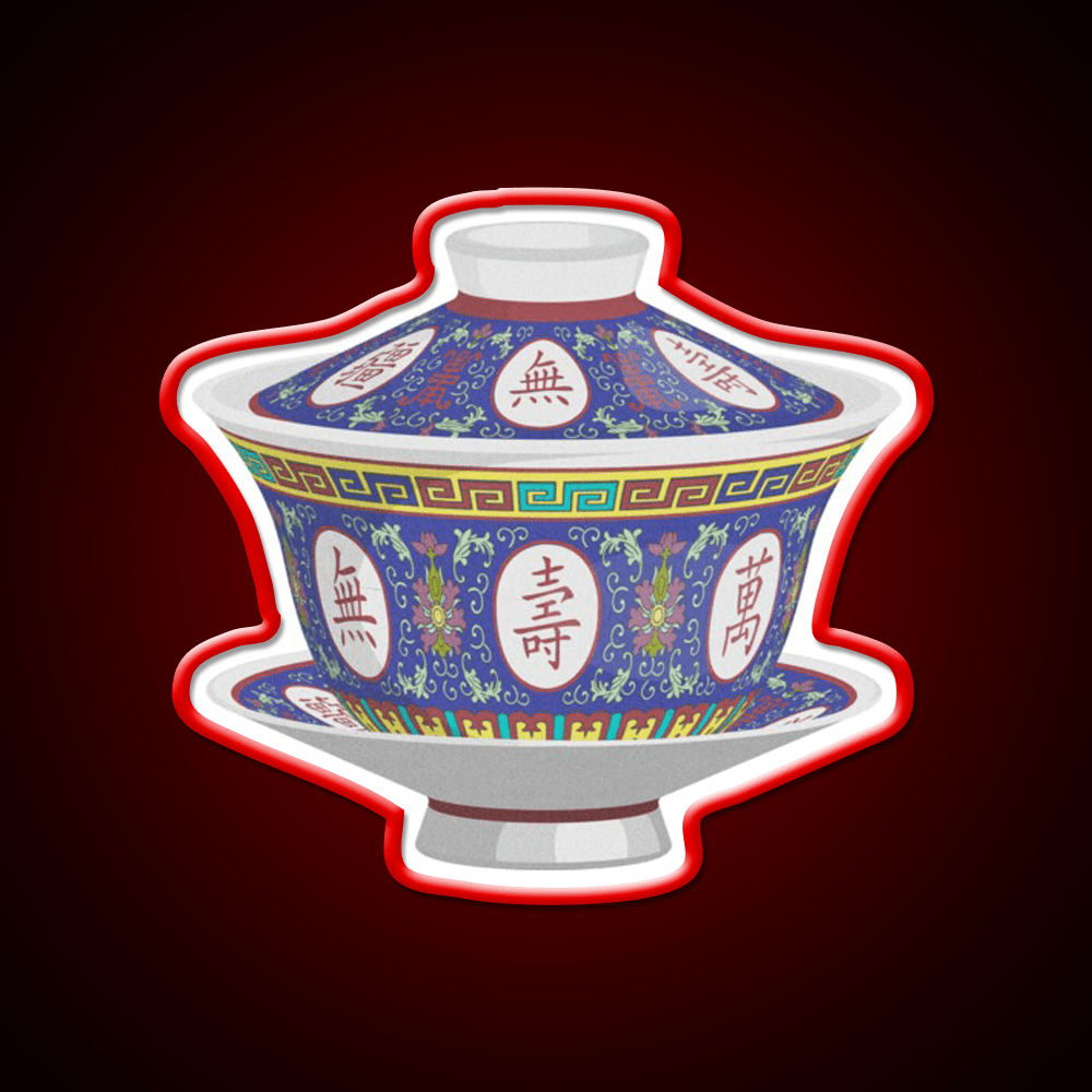 Chinese Traditional Porcelain Tea Cup With Lid Led Neon Sign Chinese Food Rgb Color - Shineneon