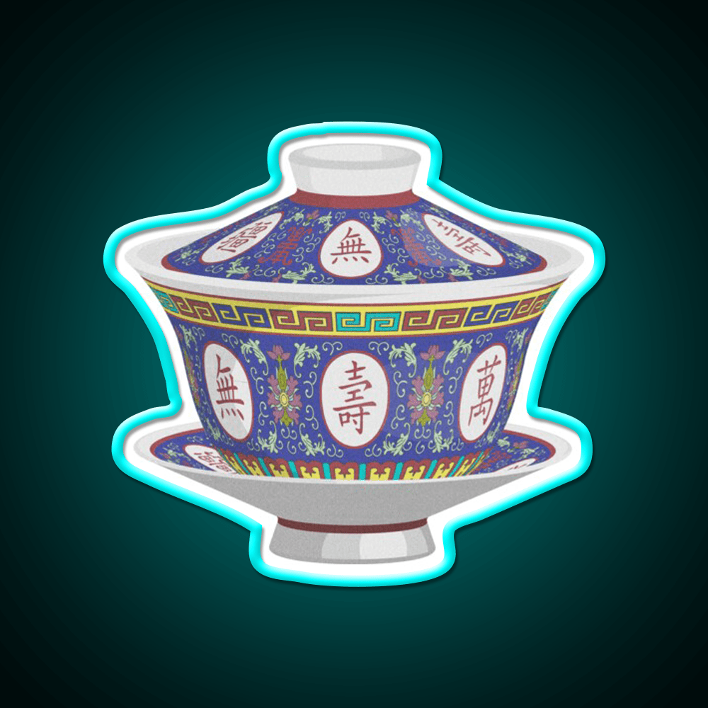 Chinese Traditional Porcelain Tea Cup With Lid Led Neon Sign Chinese Food Rgb Color - Shineneon