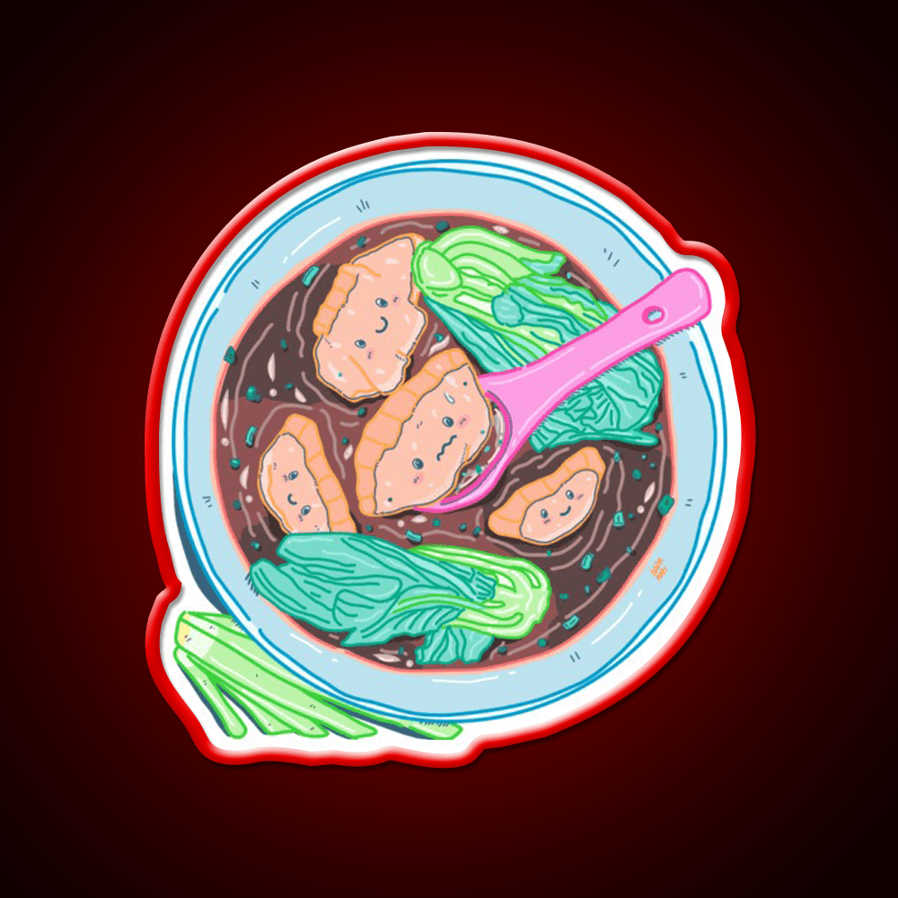 Chinese Wonton Soup Kawaii Light Blue Led Neon Sign Chinese Food Rgb Color - Shineneon