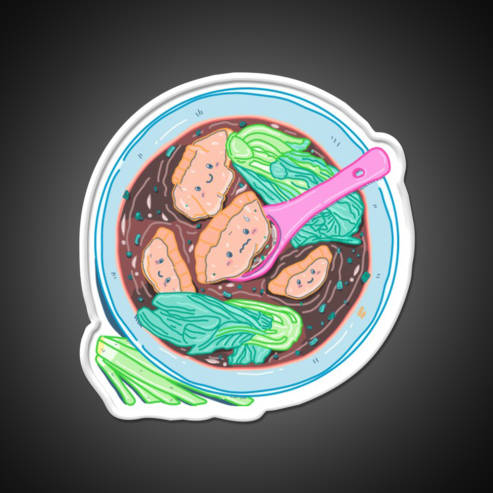 Chinese Wonton Soup Kawaii Pocket Design Led Neon Sign Chinese Food Rgb Color