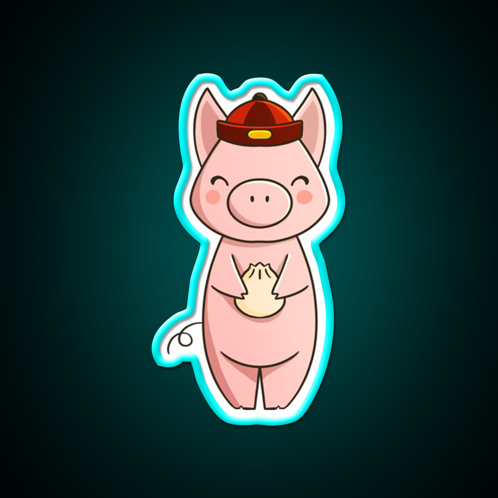 Chinese Zodiac Pig Asian Cultural Led Neon Sign Rgb Color - Size and dimension reference