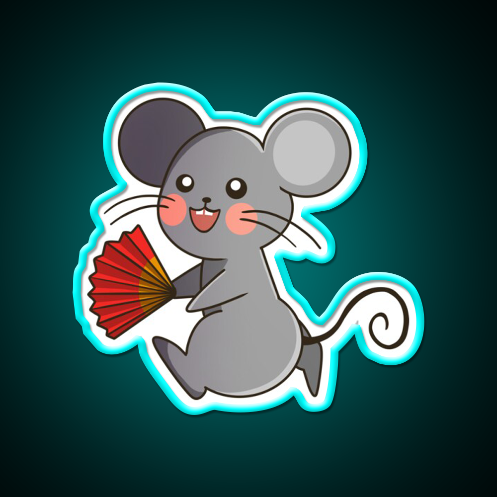 Chinese Zodiac Rat Asian Cultural Led Neon Sign Rgb Color - Size and dimension reference