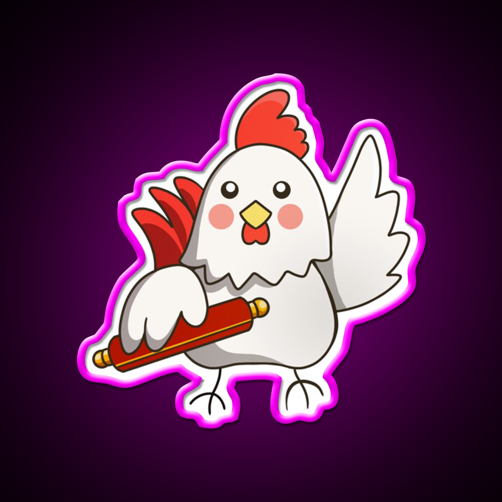 Chinese Zodiac Rooster Asian Cultural Led Neon Sign Rgb Color - Neon sign mounted on wall in room