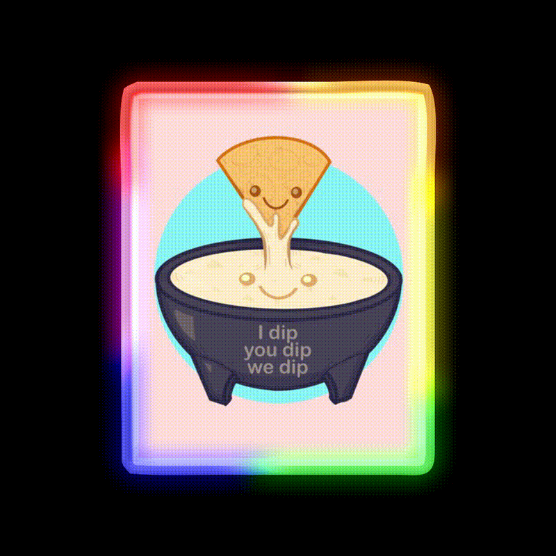 Chip Dip Snack Food Led Neon Sign Rgb Color - LED neon sign close-up detail