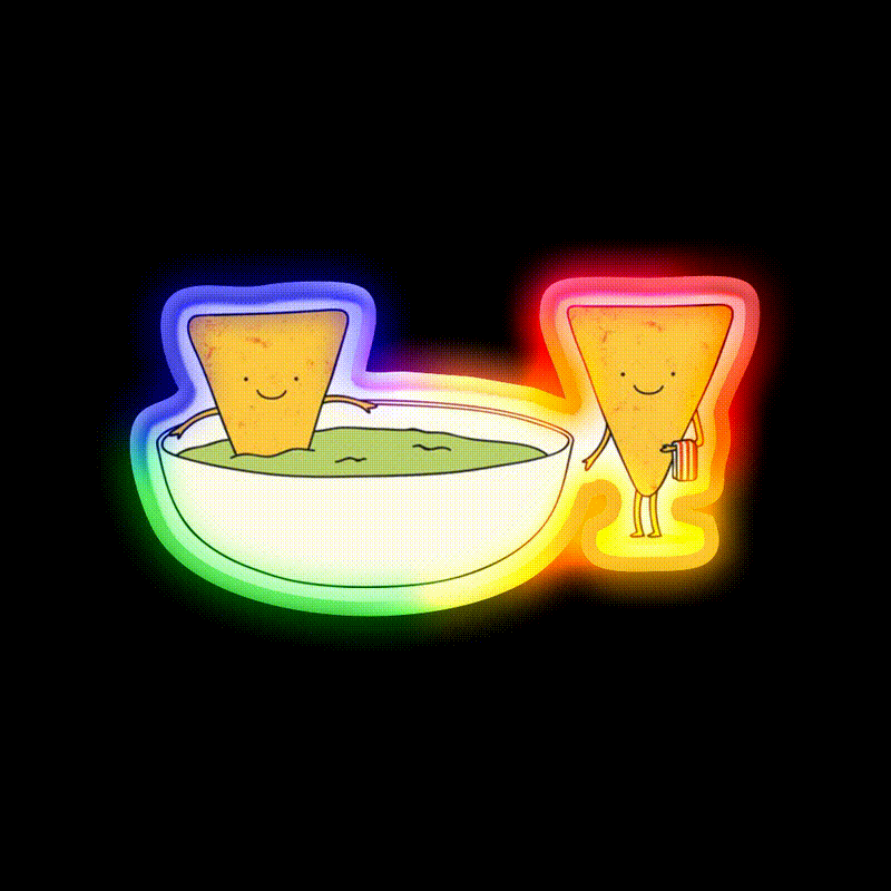 Chips And Dip Snack Food Led Neon Sign Rgb Color - LED neon sign close-up detail