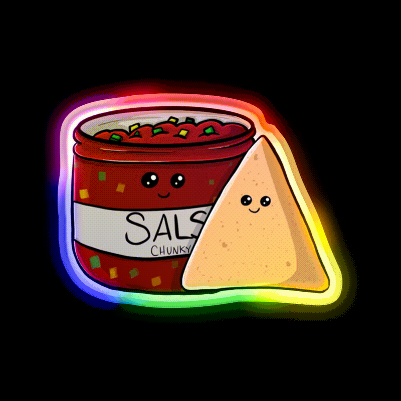 Chips And Salsa Snack Food Led Neon Sign Rgb Color - LED neon sign close-up detail