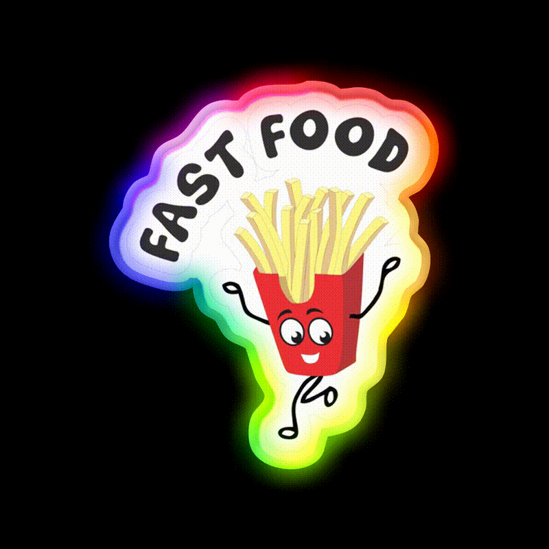 Chips Fast Food Led Neon Sign For Burger Place Wall Art Rgb Color