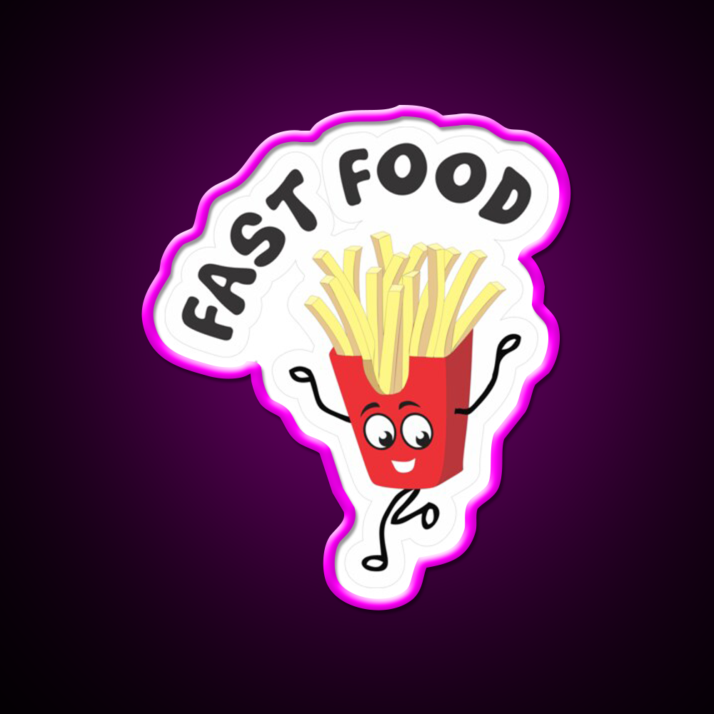 Chips Fast Food Led Neon Sign For Burger Place Wall Art Rgb Color