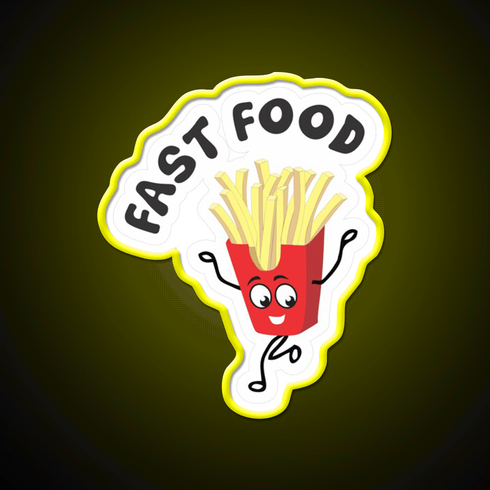 Chips Fast Food Led Neon Sign For Burger Place Wall Art Rgb Color