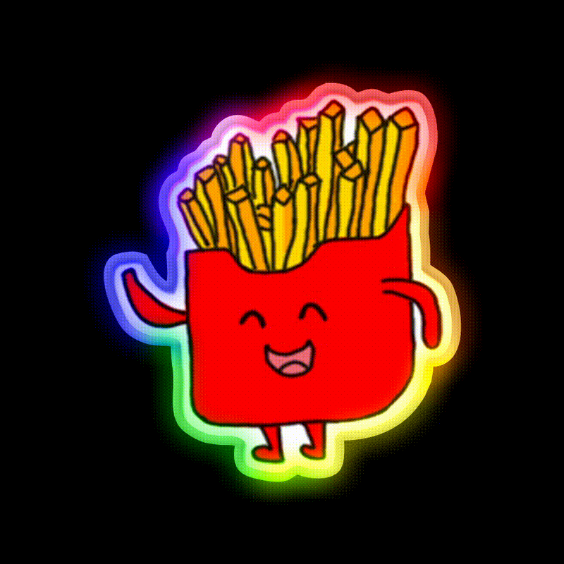 Chips Snack Food Led Neon Sign Rgb Color - LED neon sign close-up detail