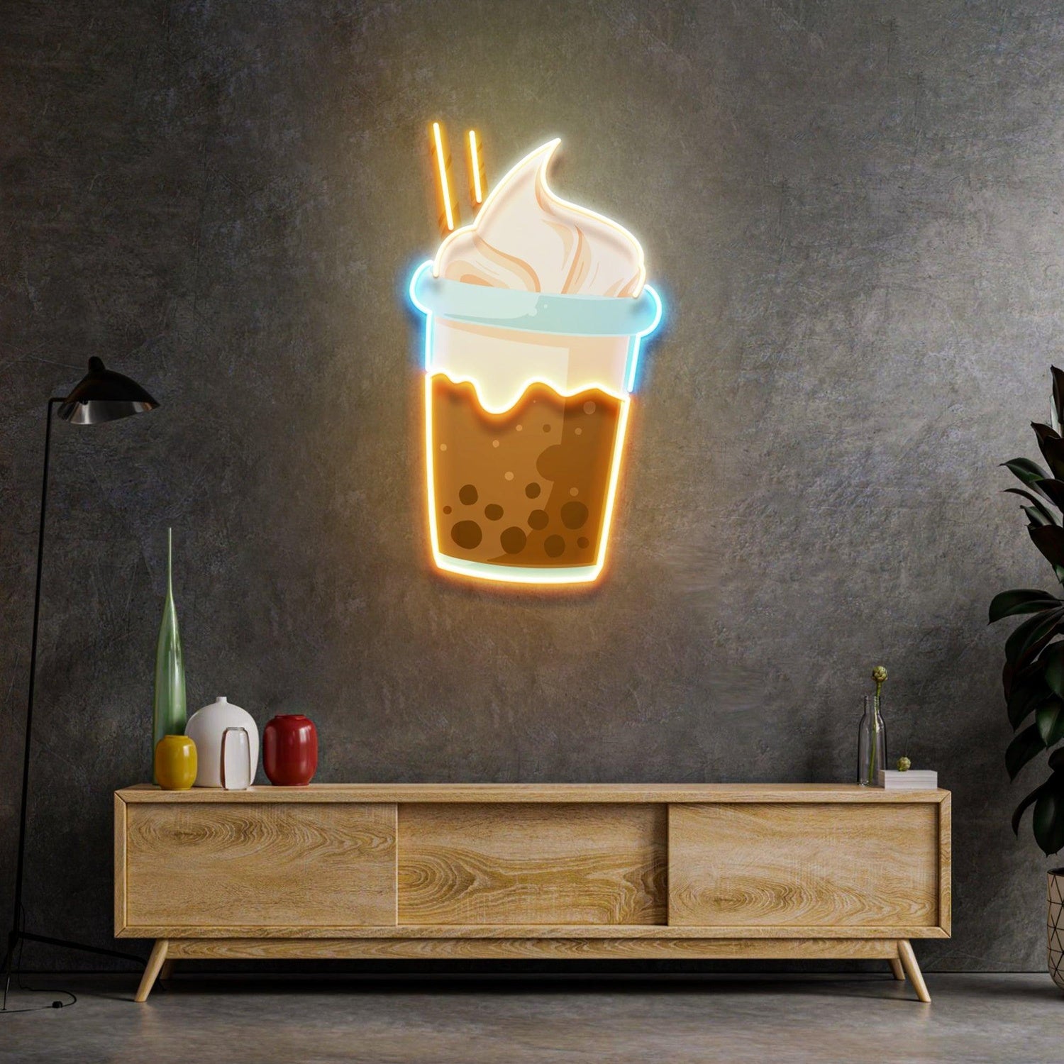 Choco Milktea Cup Uv Printed Led Neon Sign For Cafe Home Decor | Shineneon