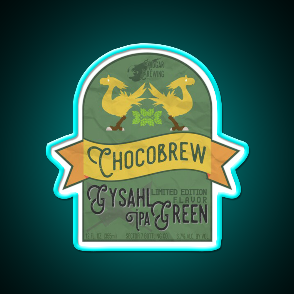 Chocobrew Gysahl Green Ipa Beer Bar Decor Led Neon Sign Rgb Color - Size and dimension reference